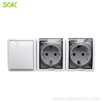 Block Double Schuko Power Outlet With Shutter Switch